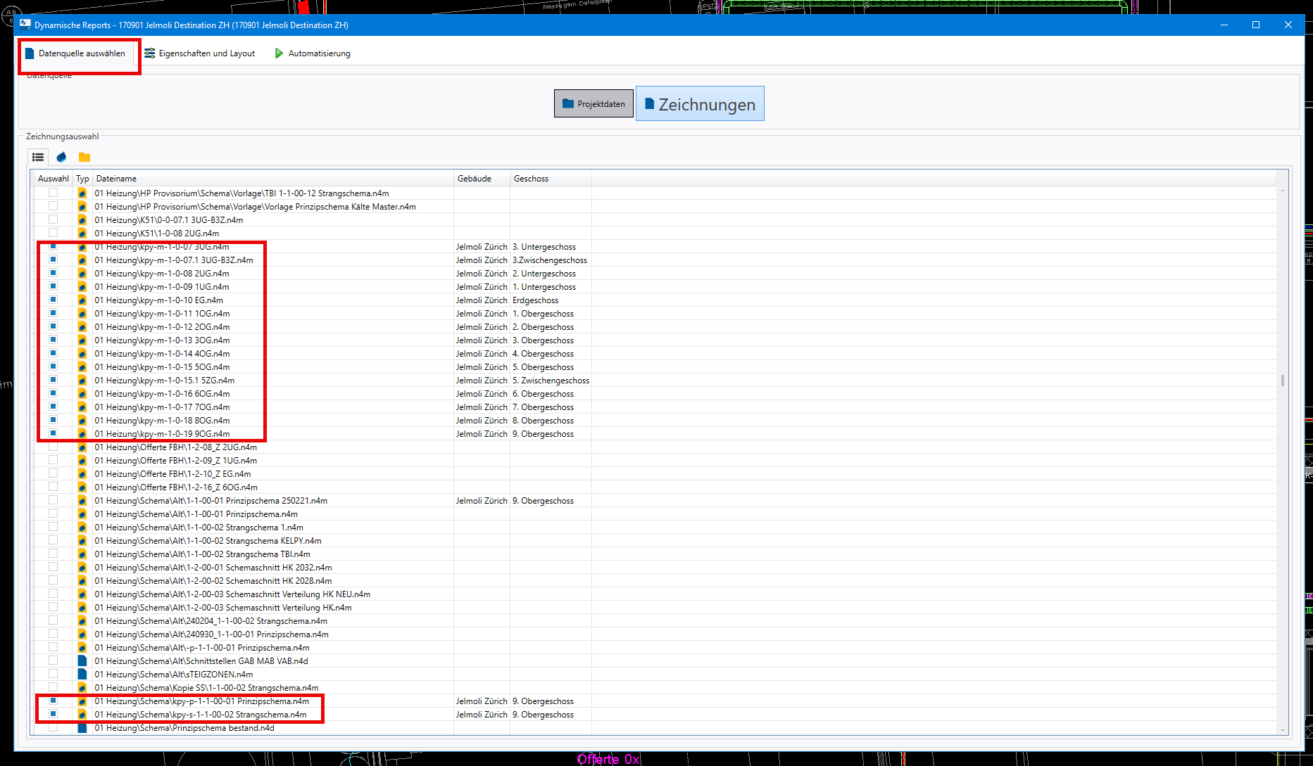 Zeichnungen auswählen